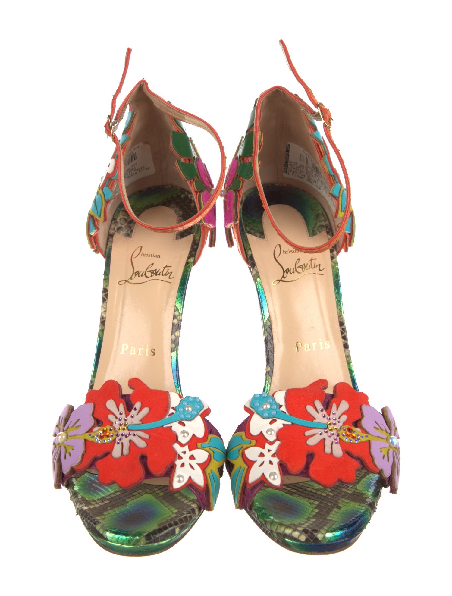 Christian Louboutin Leather Floral Print Sandals